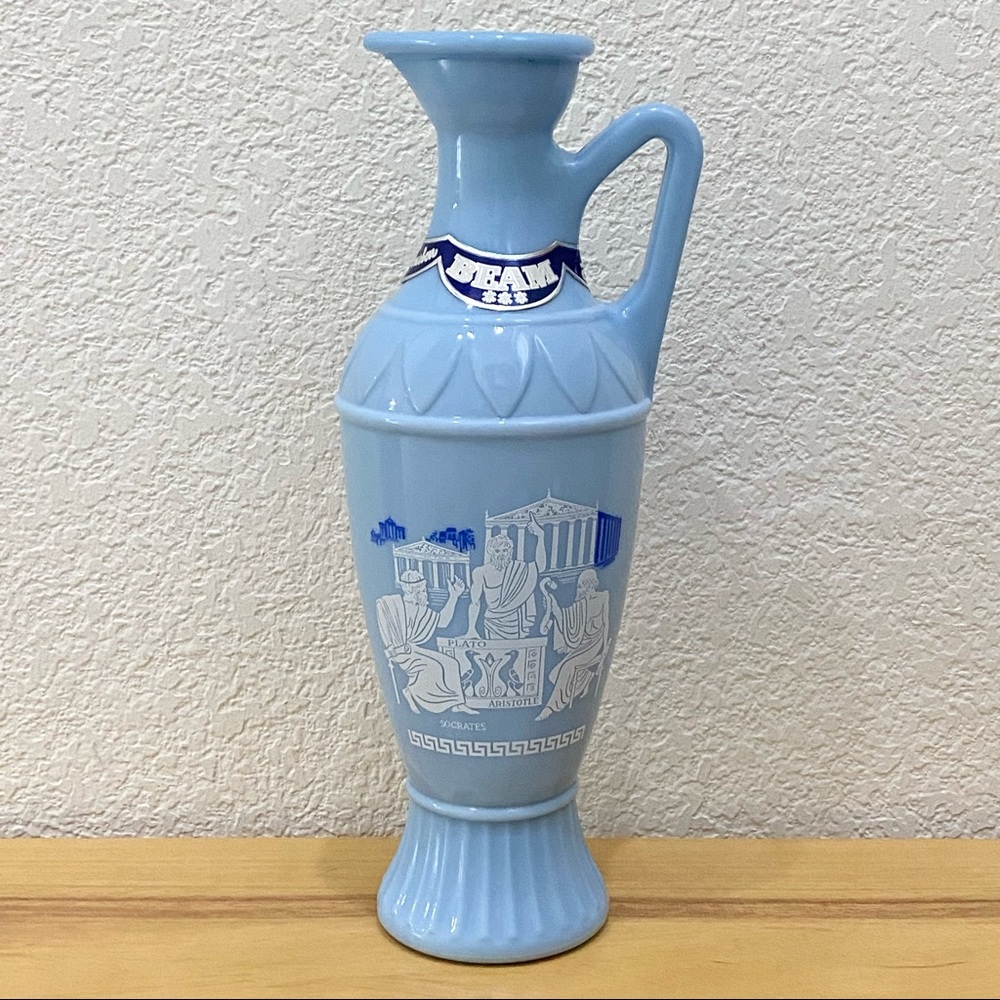 Vintage Jim Beam Grecian Philosophers Socrates Plato Aristotle Blue Decanter